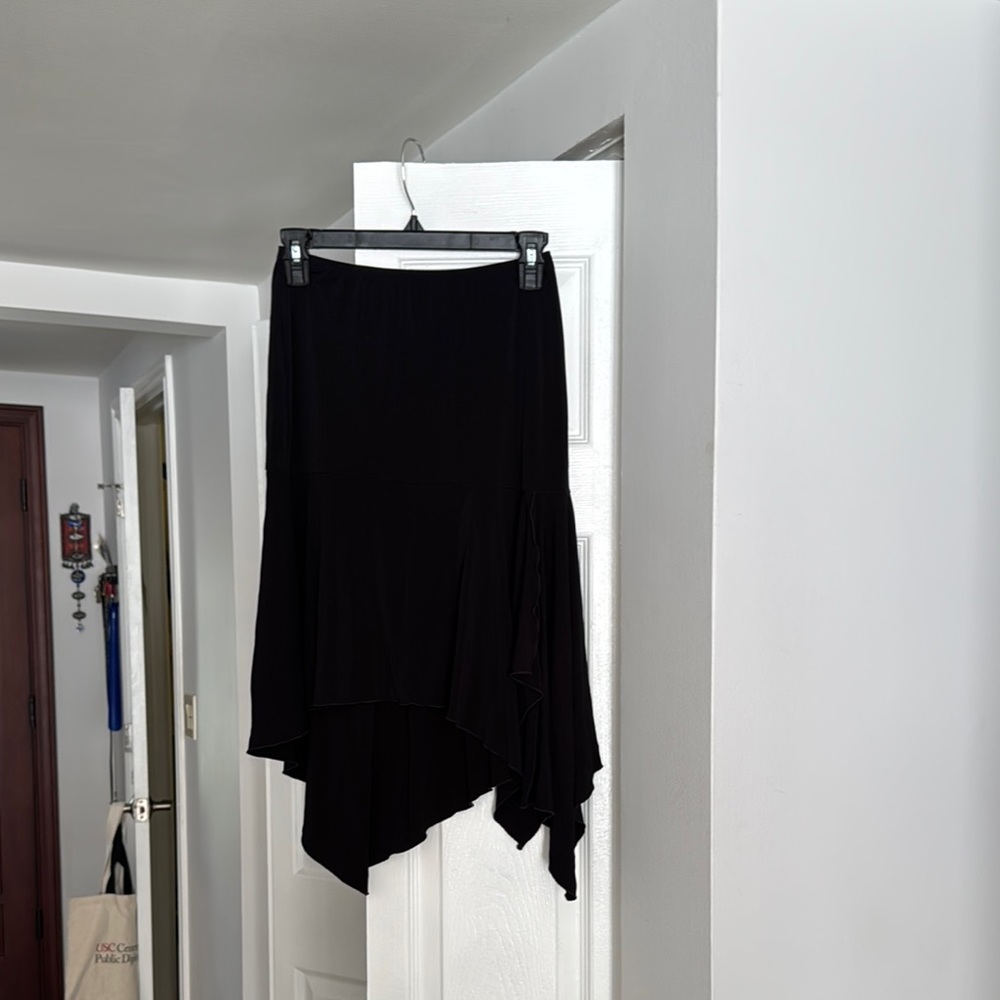 Elegant Black Asymmetrical Latin  dance  Skirt ganun size m
